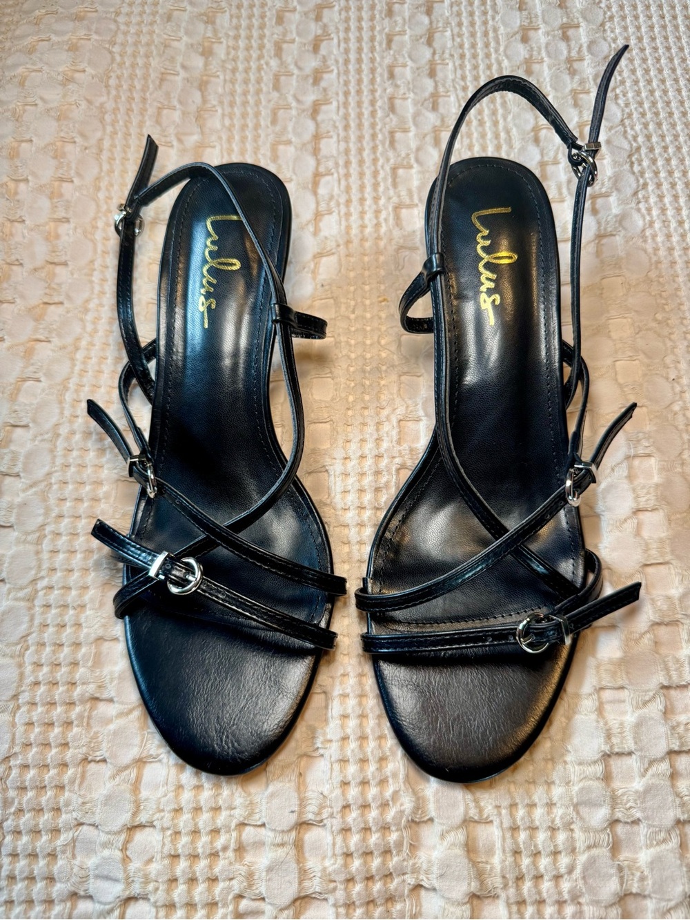 Lulus Sara Black Strappy Slingback High Heel Sandals